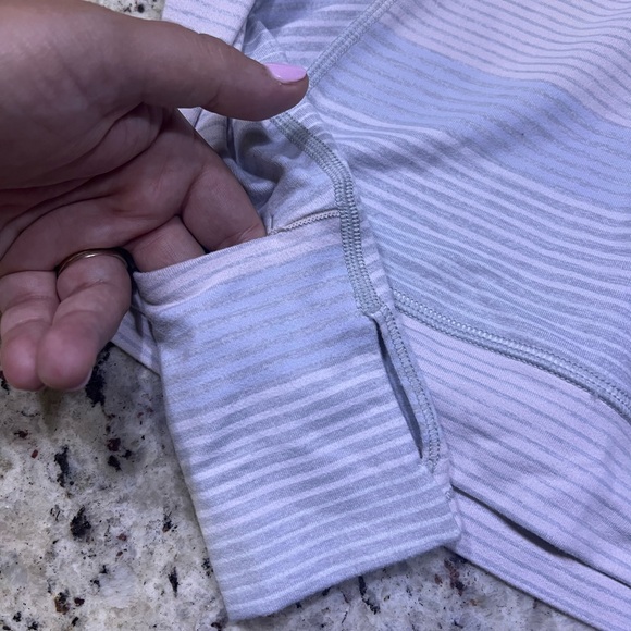 Lululemon Athletica Light Blue and Pink Pastel Striped Shirt - Picture 9 of 9